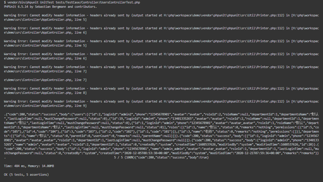 TestCase controller ok